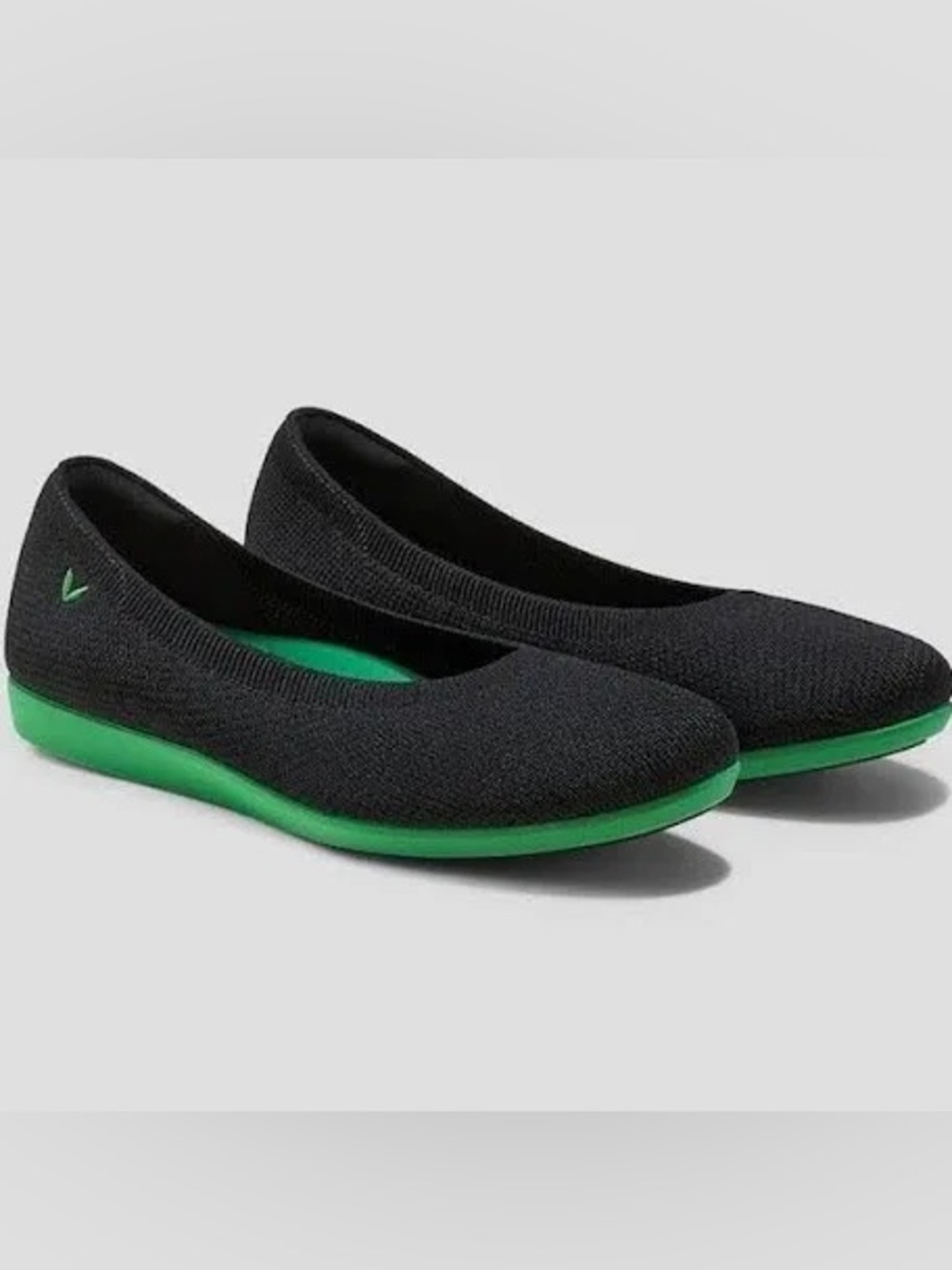 Vivaia Claire Black Round Toe Knit Ballet Flats Green Soles 43 11